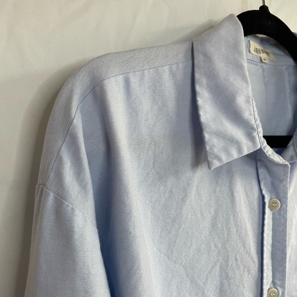 Djerf Avenue Organic Cotton Button Up Shirt Light Blue Oversized XL Portugal - Picture 3 of 15